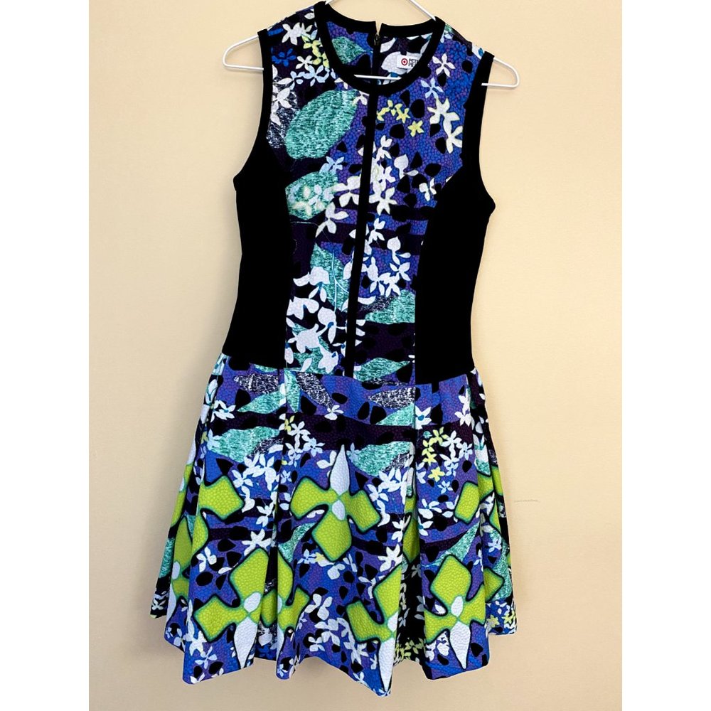 PETER PILOTTO FOR TARGET BLACK AND FLORAL SLEEVELESS DRESS SIZE 8